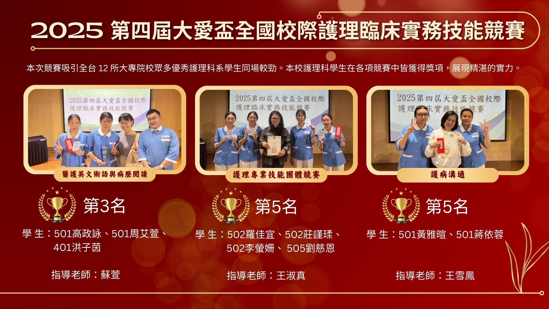 2025 第四屆大愛盃全國校際護理臨床實務技能競賽